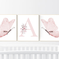 Nursery decor girl butterflies, Butterfly Nursery Art, Girl Nursery Art, Butterfly Nursery Decor for Baby Girl, Butterfly Art, light pink