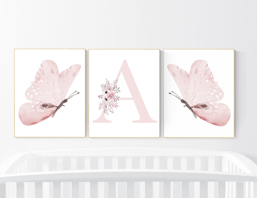 Nursery decor girl butterflies, Butterfly Nursery Art, Girl Nursery Art, Butterfly Nursery Decor for Baby Girl, Butterfly Art, light pink