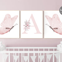 Nursery decor girl butterflies, Butterfly Nursery Art, Girl Nursery Art, Butterfly Nursery Decor for Baby Girl, Butterfly Art, light pink