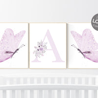 Nursery decor girl lavender, butterfly, nursery decor girl name, lilac, Butterfly Nursery Art, Girl Nursery Art, purple, girl nursery