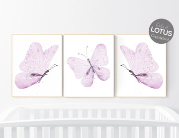 Nursery decor girl butterfly, nursery decor lavender, nursery decor girl lilac, Butterfly Nursery Art, Girl Nursery Art, purple nursery