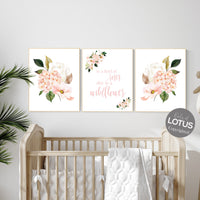 Nursery decor girl floral, nursery decor girl flowers, blush pink, nursery decor girl boho, in the field and roses she is a wildflower