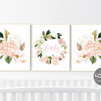 Nursery decor girl floral, nursery decor girl flowers, blush pink, nursery decor girl boho, girls room decor, name print, blush pink nursery