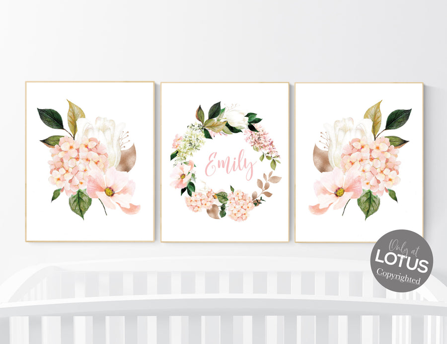 Nursery decor girl floral, nursery decor girl flowers, blush pink, nursery decor girl boho, girls room decor, name print, blush pink nursery