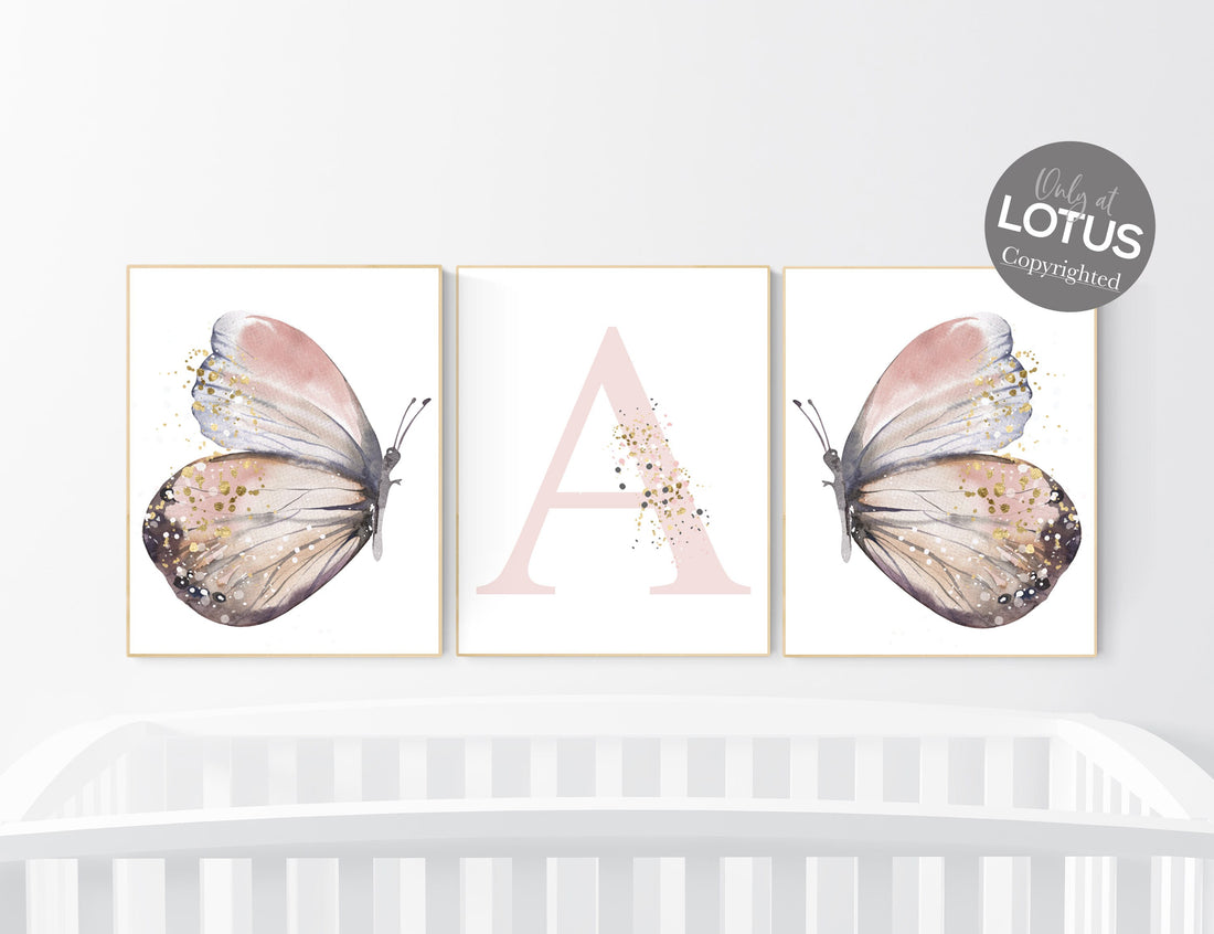 Nursery decor girl butterfly, blush, blush gold, Butterfly Nursery Art, girls room, butterfly prints, Butterfly Art, blush pink and gold