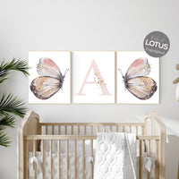 Nursery decor girl butterfly, blush, blush gold, Butterfly Nursery Art, girls room, butterfly prints, Butterfly Art, blush pink and gold