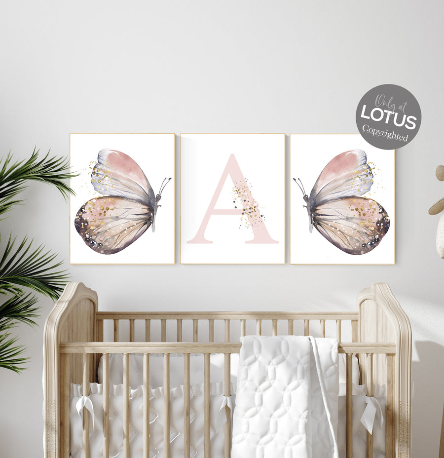 Nursery decor girl butterfly, blush, blush gold, Butterfly Nursery Art, girls room, butterfly prints, Butterfly Art, blush pink and gold