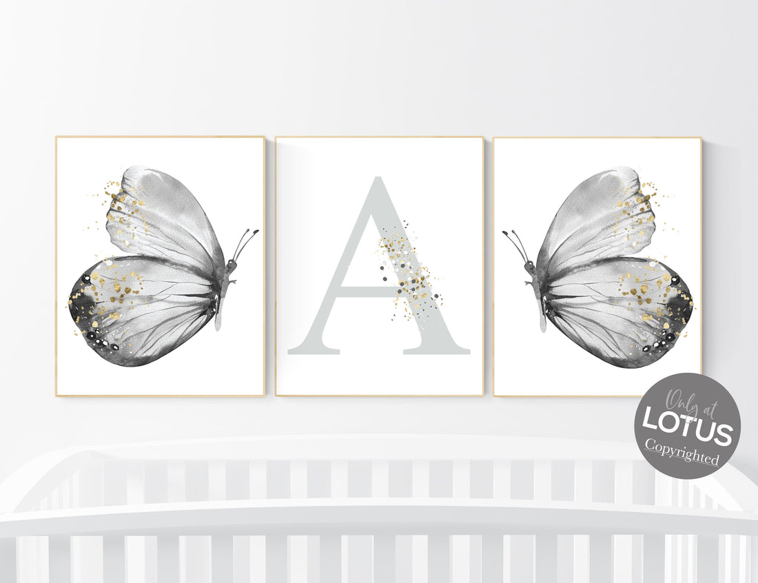 Nursery decor girl butterflies, Butterfly Nursery Art, Girl Nursery Art, Butterfly Nursery Decor for Baby Girl, Butterfly Art, grey nursery