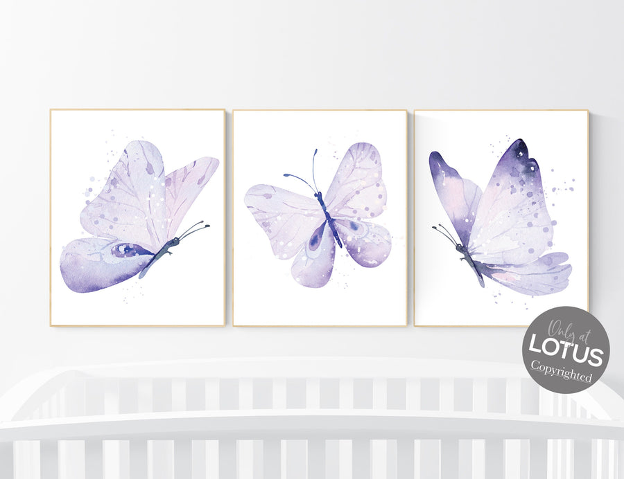 Nursery decor girl butterfly, nursery decor purple, nursery decor girl lilac, Butterfly Nursery Art, Girl Nursery Art, Butterfly Wall Art