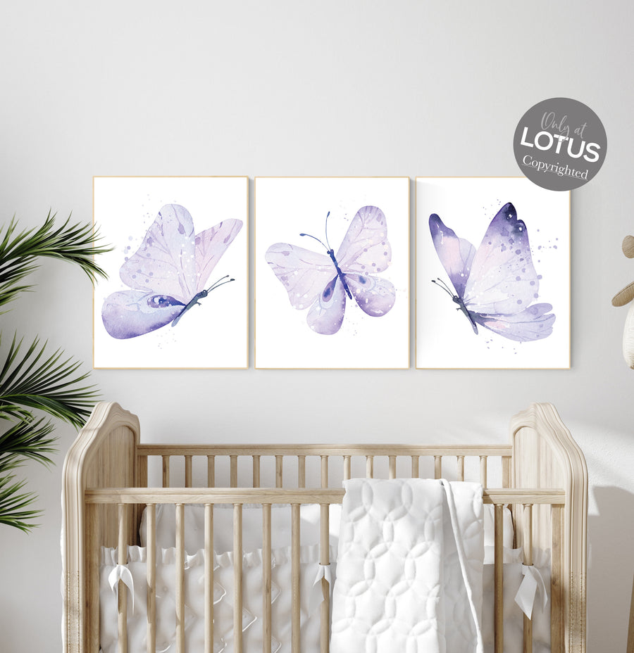 Nursery decor girl butterfly, nursery decor purple, nursery decor girl lilac, Butterfly Nursery Art, Girl Nursery Art, Butterfly Wall Art