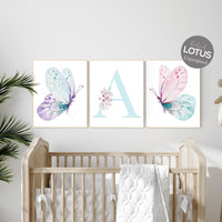 Nursery decor girl butterfly, pink, purple, teal nursery, mint pink nursery, girl room prints, baby girl nursery wall art butterfly wall art