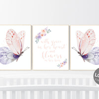 Nursery decor girl butterfly, Butterfly Nursery Art, Girl Nursery Art, Butterfly Nursery Decor for Baby Girl, flower nursery, light pink