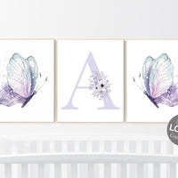 Nursery decor girl butterfly, purple mint, Butterfly Nursery Art, Butterfly Nursery Decor for Baby Girl, lilac nursery, purple nursery