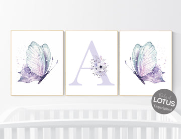 Nursery decor girl butterfly, purple mint, Butterfly Nursery Art, Butterfly Nursery Decor for Baby Girl, lilac nursery, purple nursery