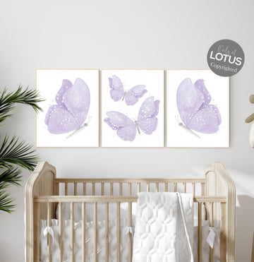 Nursery decor girl butterfly, nursery decor purple, nursery decor girl lilac, Butterfly Nursery Art, Girl Nursery Art, Butterfly Wall Art