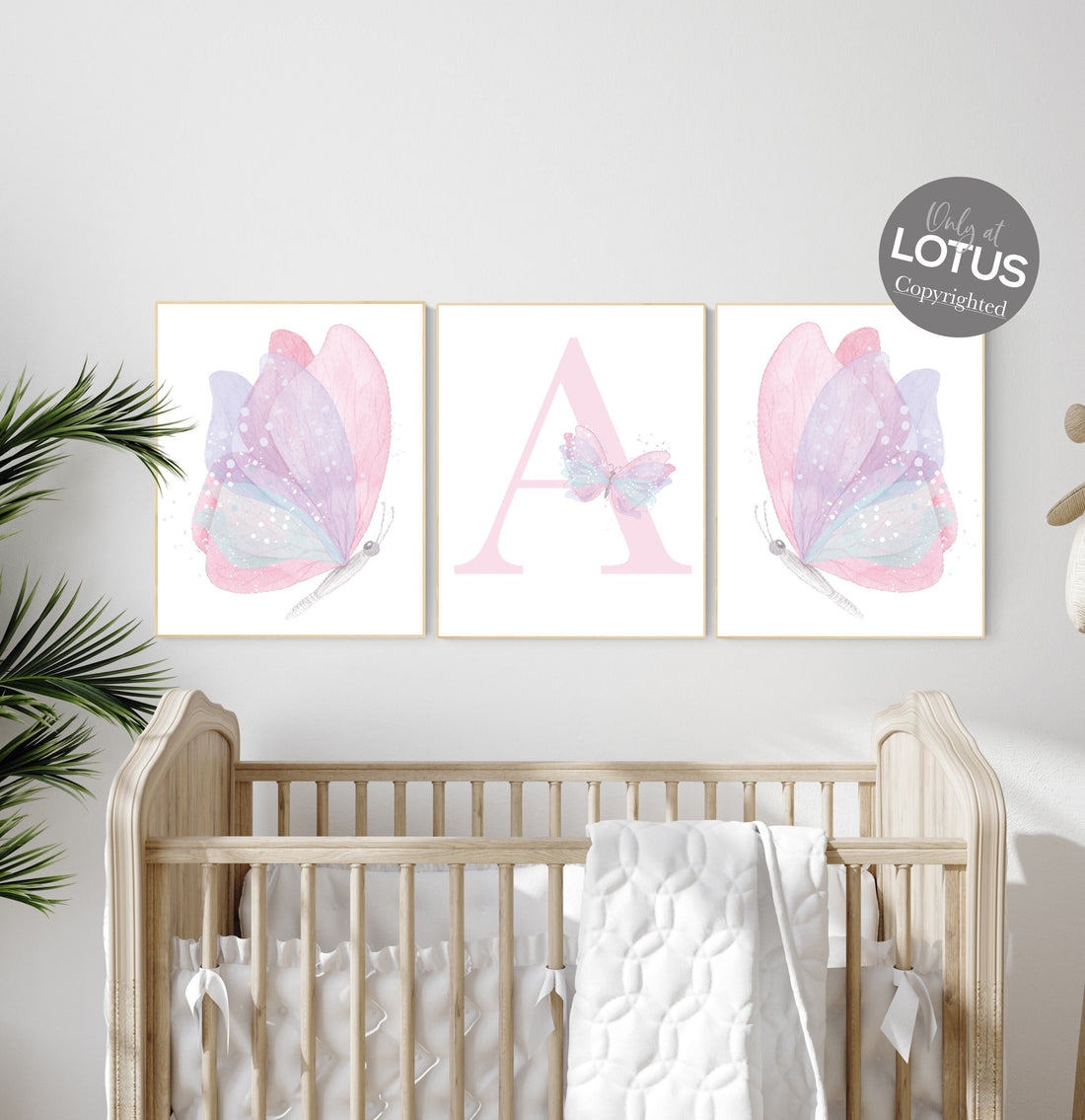 Nursery decor girl butterfly, pink purple teal nursery, pastel nursery decor , girl room prints, baby girl nursery, butterfly wall art