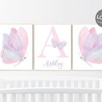 Butterfly nursery decor, pastel nursery decor, pink purple teal nursery, girl room prints, baby girl nursery, butterfly prints for nursery