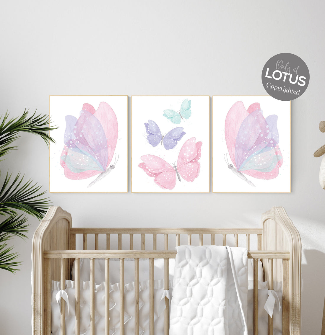 Butterfly nursery decor, pastel nursery decor, girl room decor, girl nursery, butterfly prints, pink nursery, purple nursery, teal nursery