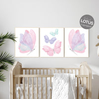 Butterfly nursery decor, pastel nursery decor, girl room decor, girl nursery, butterfly prints, pink nursery, purple nursery, teal nursery