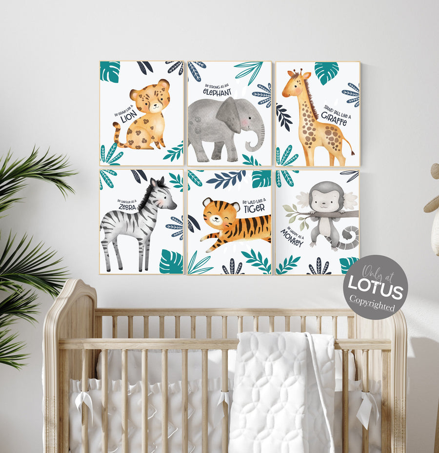 Safari nursery decor, nursery wall art animals, navy teal, safari nursery prints, Boho Nursery Prints, Safari Nursery Prints, teal and navy