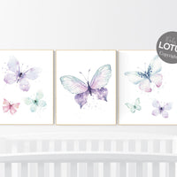 Nursery decor girl butterfly, pink, purple, teal nursery, mint pink nursery, girl room prints, baby girl nursery wall art butterfly wall art