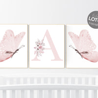 Nursery decor girl butterflies, Butterfly Nursery Art, Girl Nursery Art, Butterfly Nursery Decor for Baby Girl, Butterfly Art, light pink