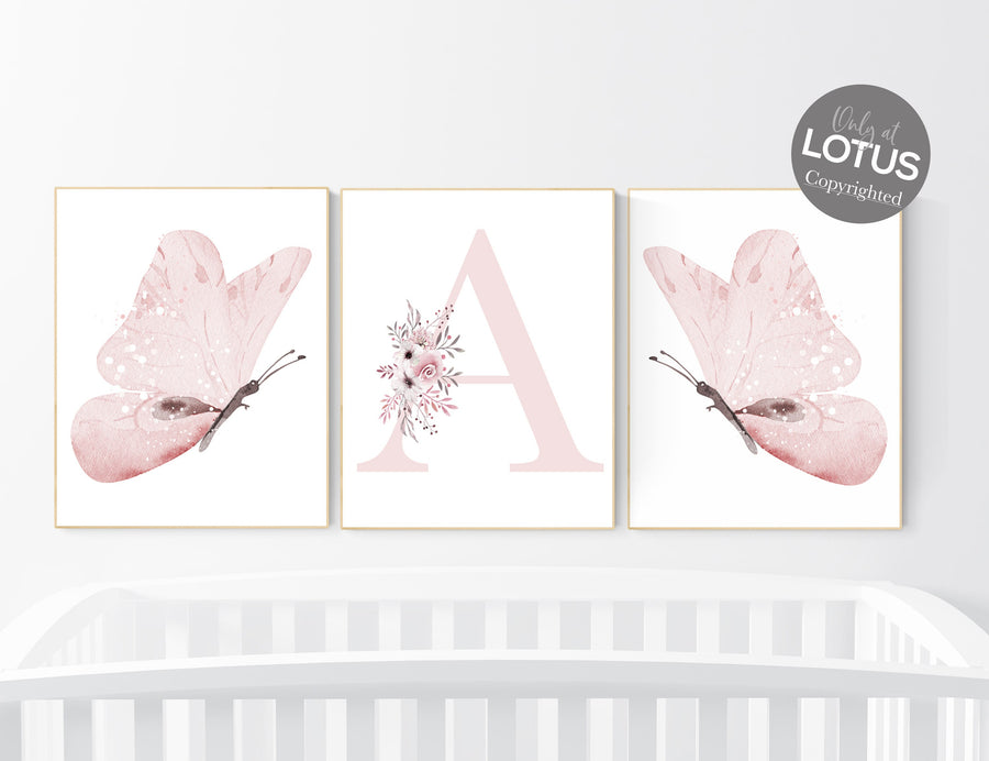 Nursery decor girl butterflies, Butterfly Nursery Art, Girl Nursery Art, Butterfly Nursery Decor for Baby Girl, Butterfly Art, light pink