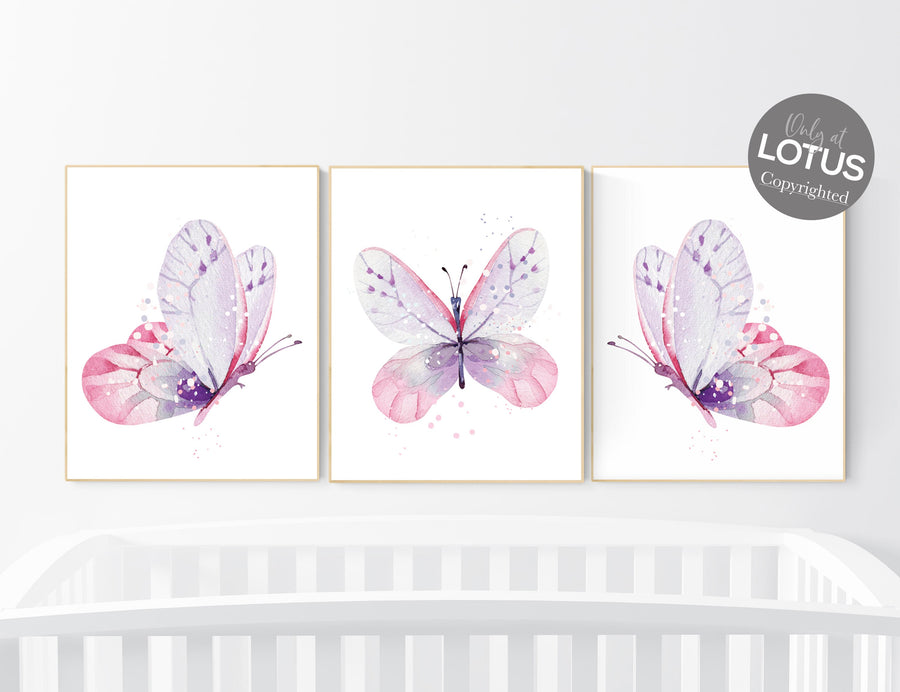 Nursery decor girl butterfly, purple pink, Butterfly Nursery Art, Girl Nursery Art, Butterfly Nursery Decor for Baby Girl, lilac, lavender