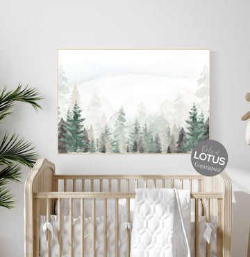 Woodland nursery decor, forest nursery decor, sage green wall art, mountain wall art nursery, adventure nursery prints, nursery wall art