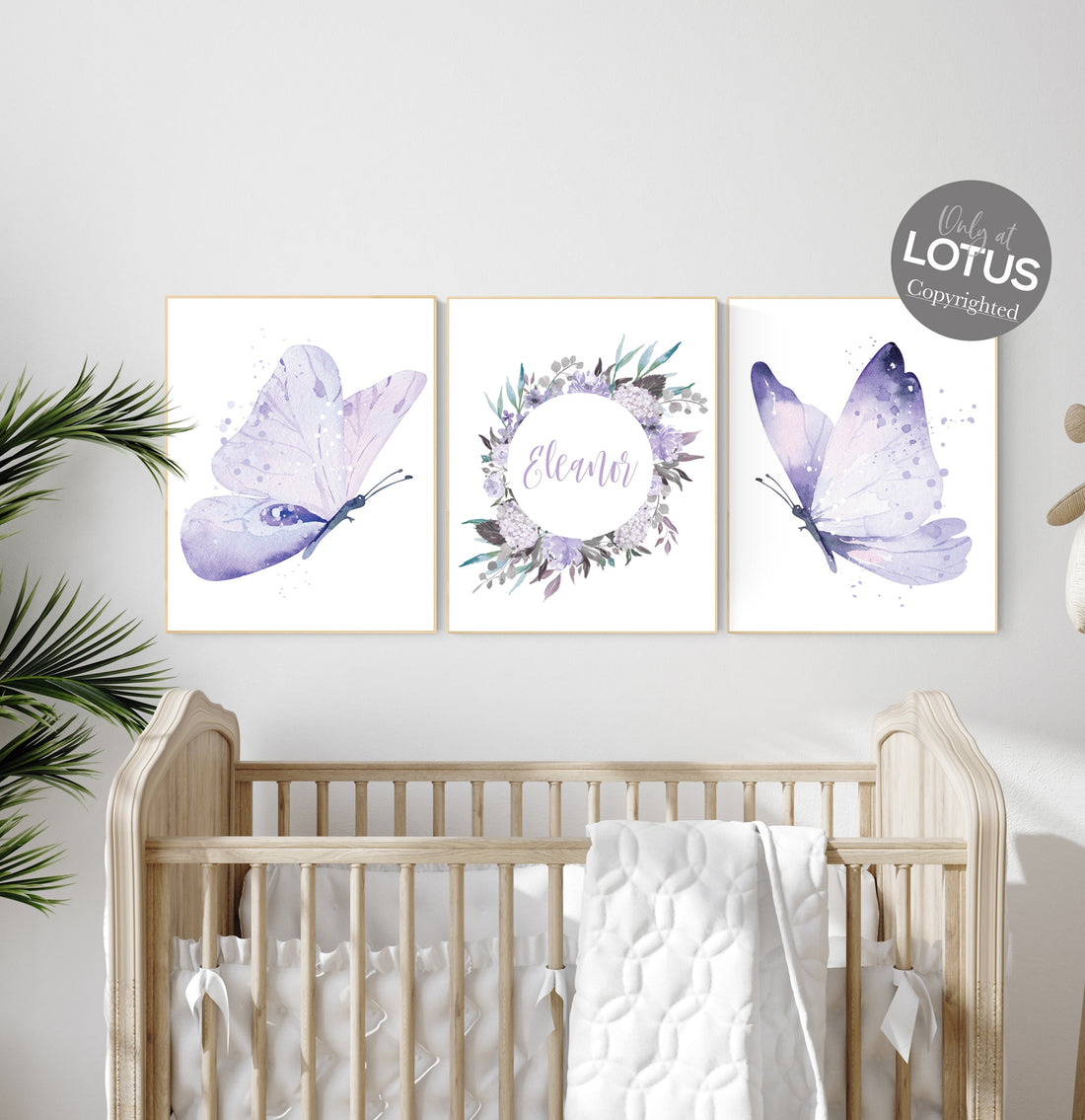Butterfly Nursery Art: Purple Lilac Decor for Baby Girl