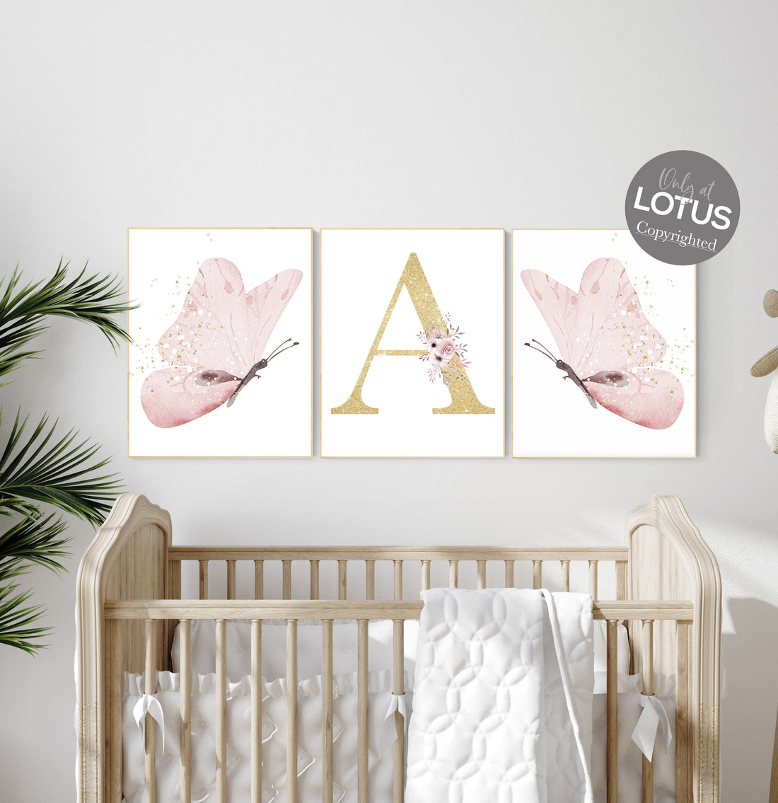 Nursery decor girl butterfly, Butterfly Nursery Art, Girl Nursery Art, Butterfly Nursery Decor for Baby Girl, flower nursery, pink gold