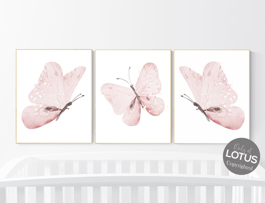 Nursery decor girl butterfly, Butterfly Nursery Art, Girl Nursery Art, Butterfly Nursery Decor for Baby Girl, flower nursery, light pink