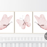 Butterfly Nursery Art: Light Pink Watercolor Prints