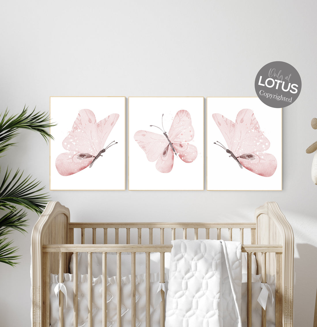 Butterfly Nursery Art: Light Pink Watercolor Prints