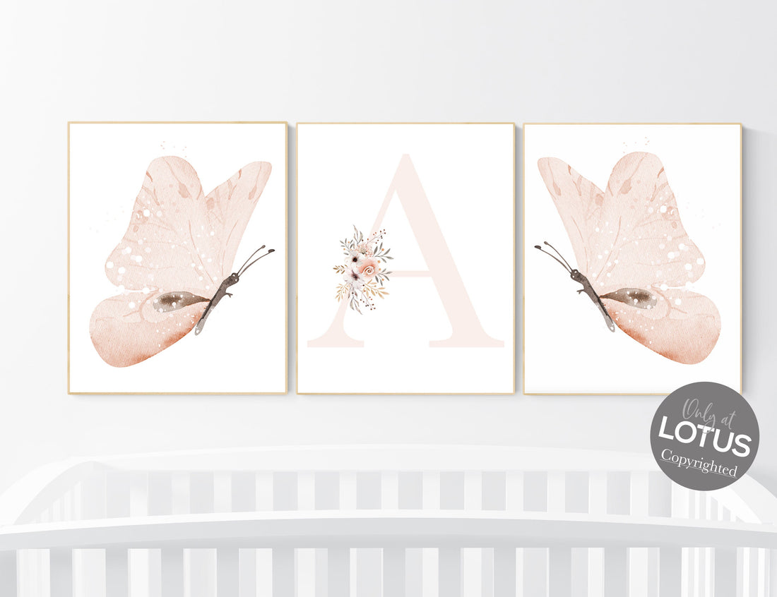 Nursery decor girl butterflies, peach nursery, Butterfly Nursery Art, Girl Nursery Art, Butterfly Nursery Decor for Baby Girl, floral