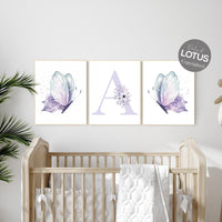 Nursery decor girl butterfly, purple mint, Butterfly Nursery Art, Butterfly Nursery Decor for Baby Girl, lilac nursery, purple nursery