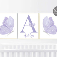 Purple nursery decor, nursery decor girl butterfly, lilac nursery decor, girl nursery prints, lavender nursery wall art, butterfly nursery