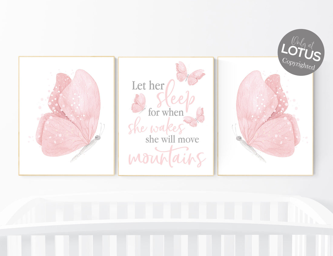 Butterfly nursery wall art, pink nursery, Girl Nursery Art, Butterfly Nursery, girls room decor, girl nursery decor pink, let her sleep