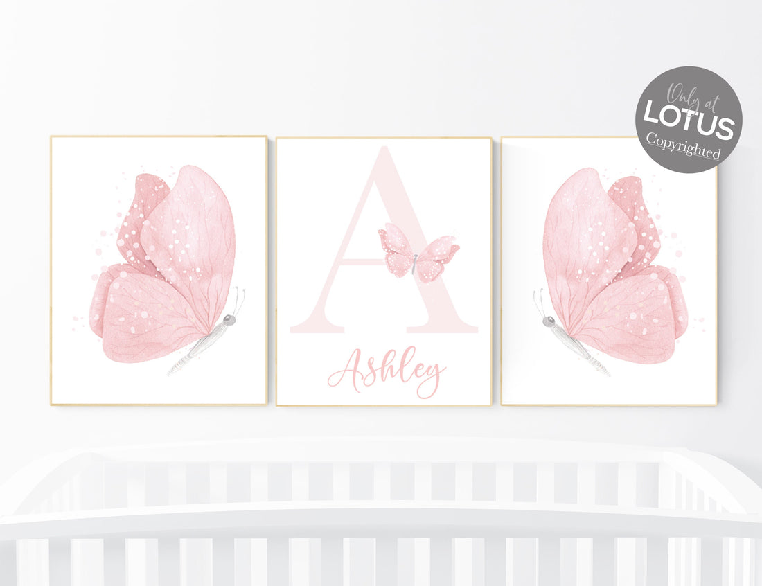 Butterfly nursery wall art, pink nursery, Girl Nursery Art, Butterfly Nursery Decor, blush pink, girls room decor, girl nursery decor pink