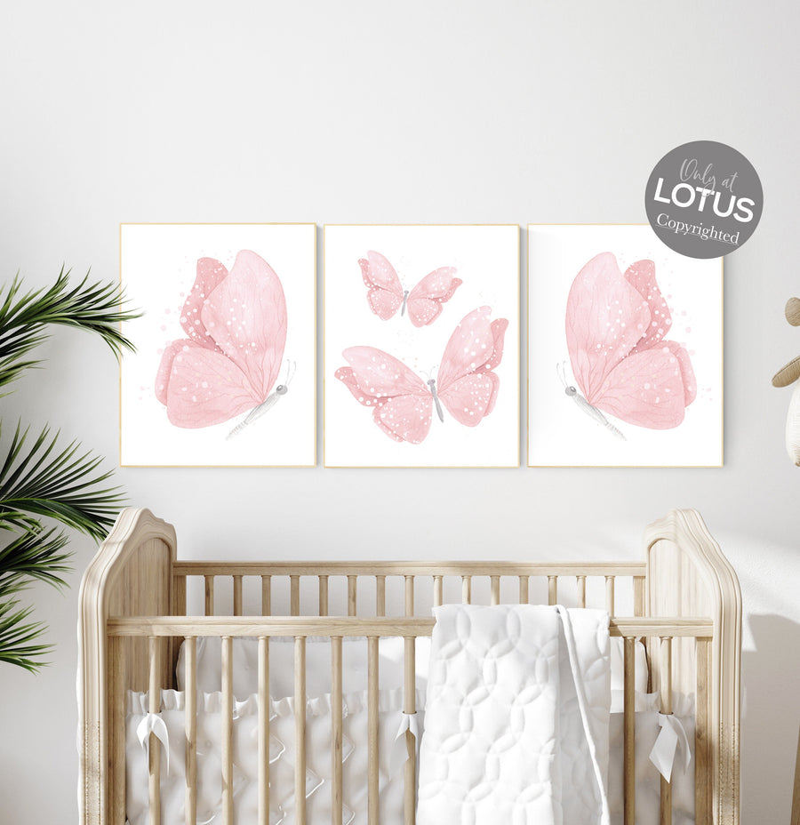 Butterfly Nursery Art, pink nursery, Girl Nursery Art, Butterfly Nursery Decor, blush pink, girls room decor, Butterfly Art