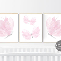 Nursery decor girl butterflies, Butterfly Nursery Art, Girl Nursery Art, Butterfly Nursery Decor for Baby Girl, Butterfly Art, light pink