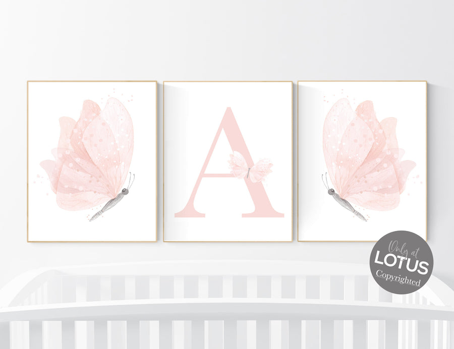 Butterfly nursery wall art, pink nursery, Girl Nursery Art, Butterfly Nursery Decor, blush pink, girls room decor, girl nursery decor pink