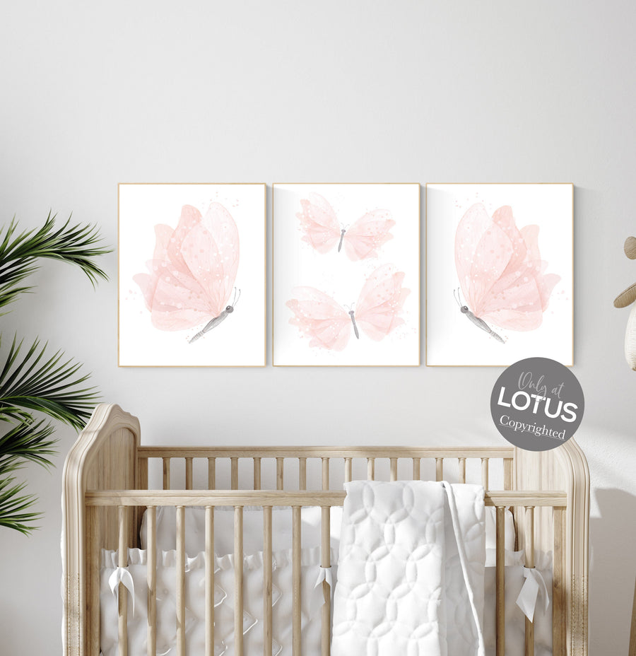 Butterfly nursery wall art, pink nursery, Girl Nursery Art, Butterfly Nursery, girls room decor, girl nursery decor pink, let her sleep