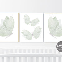 Butterfly nursery wall art, green nursery, Girl Nursery Art, Butterfly Nursery Decor, sage green, girls room decor, girl nursery decor green