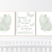 Butterfly nursery wall art, green nursery, Girl Nursery Art, Butterfly Nursery Decor, sage green, girls room decor, girl nursery decor green