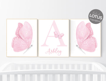 Nursery decor girl butterflies, Butterfly Nursery Art, Girl Nursery Art, Butterfly Nursery Decor for Baby Girl, Butterfly Art, light pink