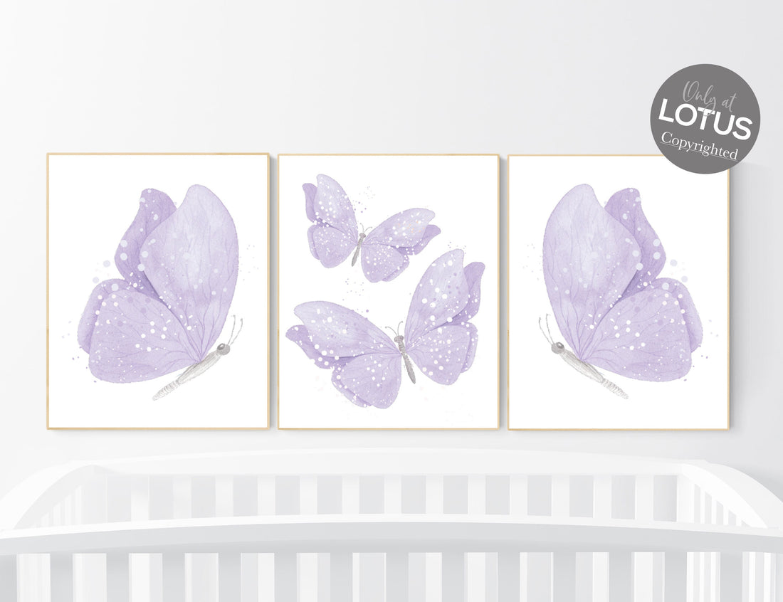 Nursery decor girl butterfly, nursery decor purple, nursery decor girl lilac, Butterfly Nursery Art, Girl Nursery Art, Butterfly Wall Art