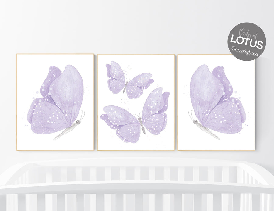 Nursery decor girl butterfly, nursery decor purple, nursery decor girl lilac, Butterfly Nursery Art, Girl Nursery Art, Butterfly Wall Art