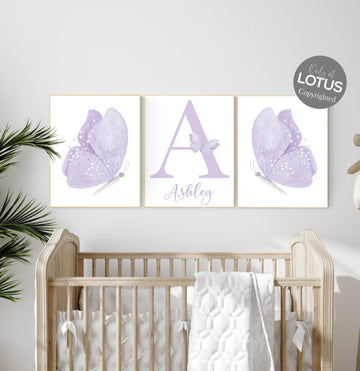 Purple nursery decor, nursery decor girl butterfly, lilac nursery decor, girl nursery prints, lavender nursery wall art, butterfly nursery