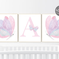 Nursery decor girl butterfly, pink purple teal nursery, pastel nursery decor , girl room prints, baby girl nursery, butterfly wall art